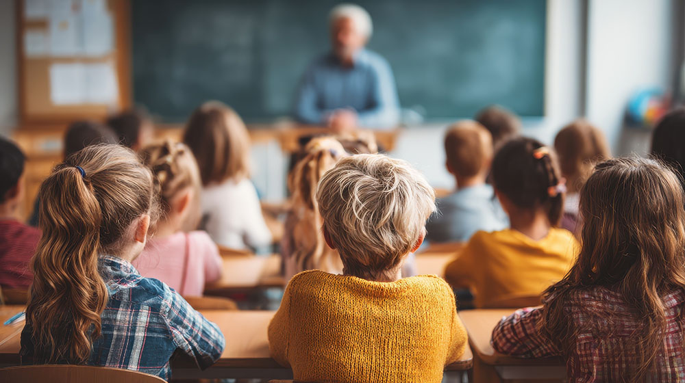 education, elementary school, learning and people concept - grou